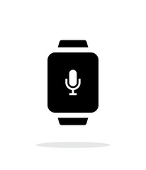 Microphone in smart watch simple icon on white background.