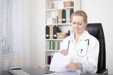 Disappointed Female Doctor Tearing Some Papers