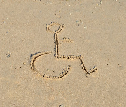 Disabled symbol at the beach