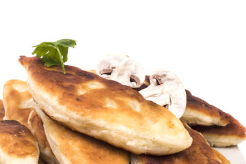hot homemade delicious cakes with mushrooms