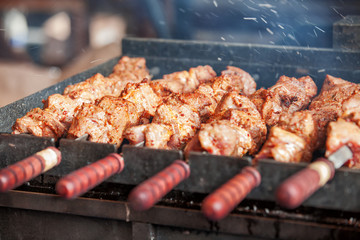 Grilled meat on barbeque