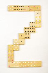 Alphabet letter Z arranged from wood dominoes tiles isolated