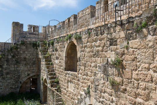 Jerusalem old city walls view during the Ramparts Walk