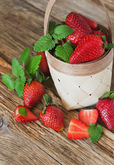 ripe strawberries in a basket