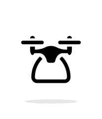 Quadcopter side view simple icon on white background.