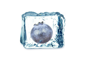blueberry in the ice cube