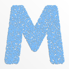Vector multi color alphabet with grain texture, letter M