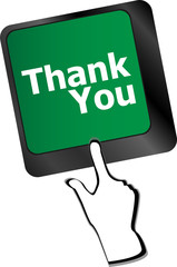 Computer keyboard with Thank You key, business concept