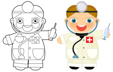 Cartoon character - doctor - coloring book