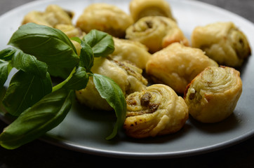 Puff pastry rolls with Italian pesto