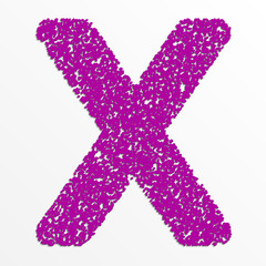 Vector multi color alphabet with grain texture, letter X