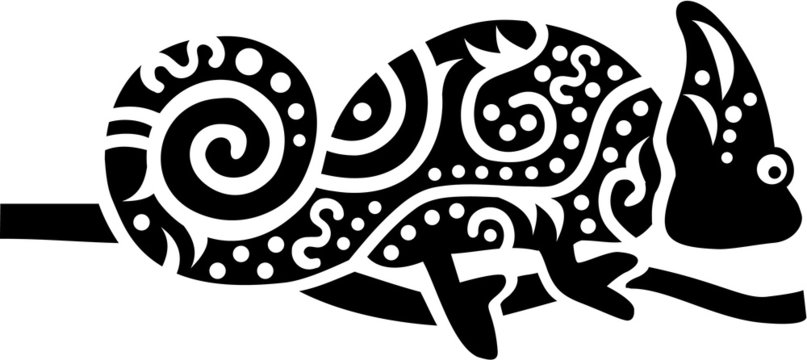 Chameleon with ethno pattern