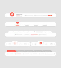 Flat website navigation elements with banners and concept icons