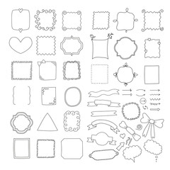 set of handmade frames, ribbons and arrows