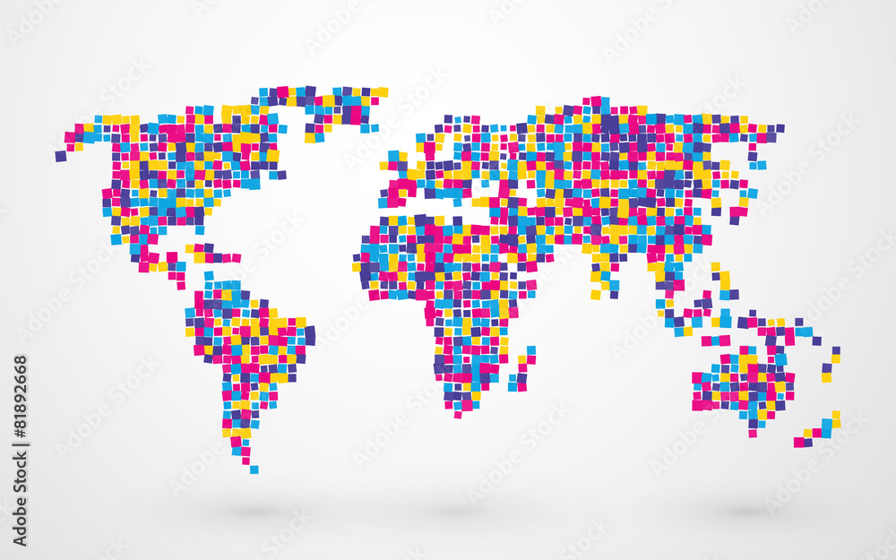 Canvas Prints world map made of different colored squares