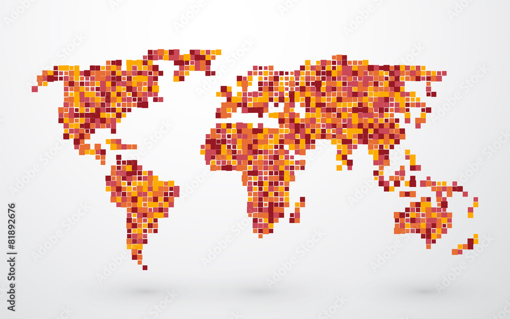 Wall mural colored map of the world from small squares