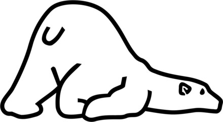 Polar bear lying head down