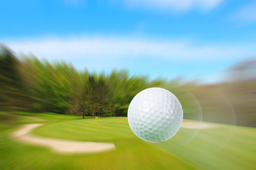 Flying golf ball