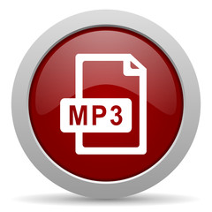 mp3 file red glossy web icon