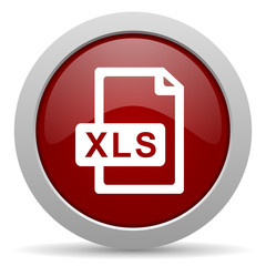 xls file red glossy web icon