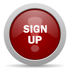 sign up red glossy web icon