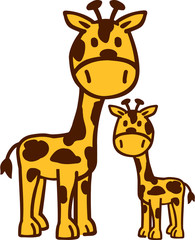 Cartoon Giraffe Family
