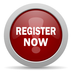 register now red glossy web icon