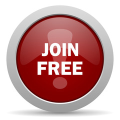join free red glossy web icon