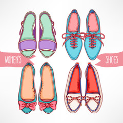 Set with hand-drawn shoes