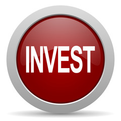 invest red glossy web icon