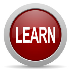 learn red glossy web icon