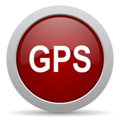 gps red glossy web icon