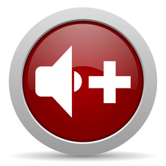 speaker volume red glossy web icon