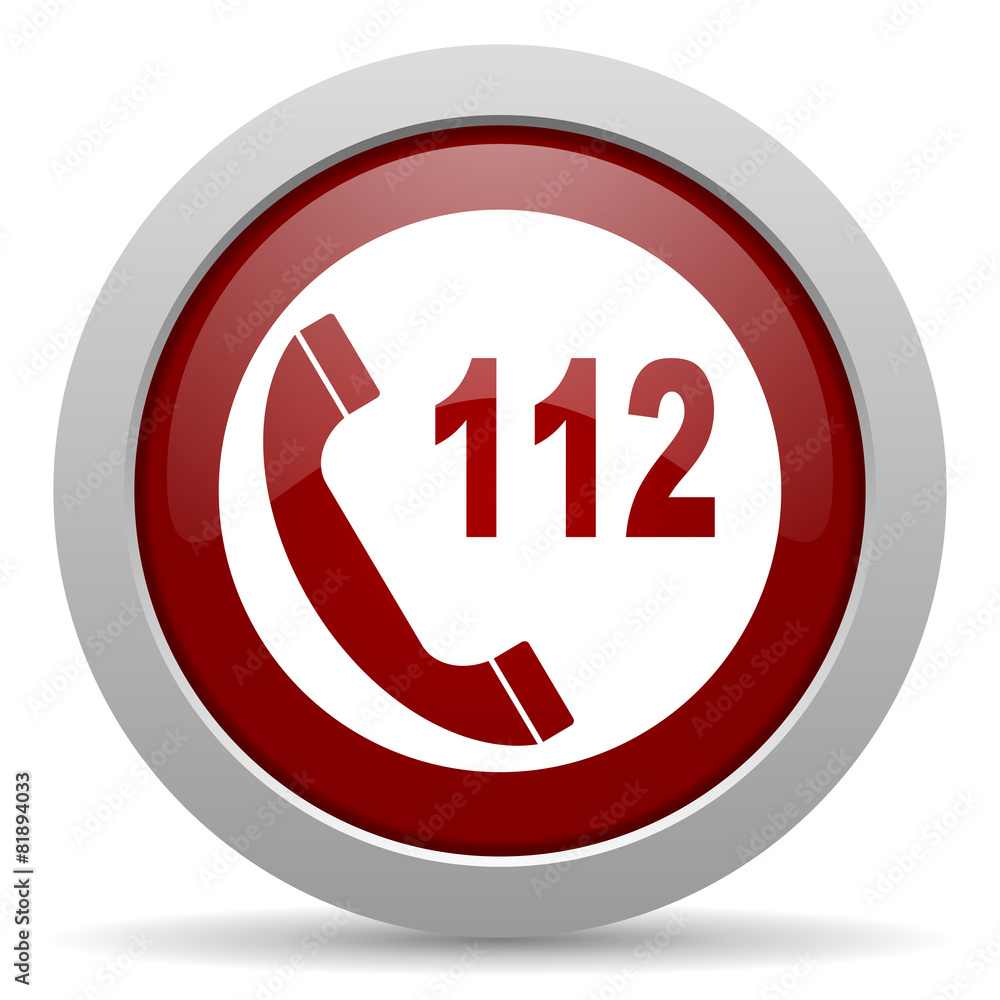 Aufkleber emergency call red glossy web icon