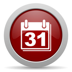 calendar red glossy web icon