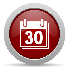 calendar red glossy web icon