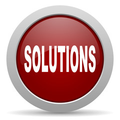 solutions red glossy web icon