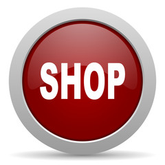 shop red glossy web icon