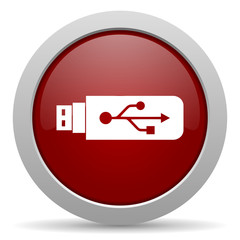 usb red glossy web icon