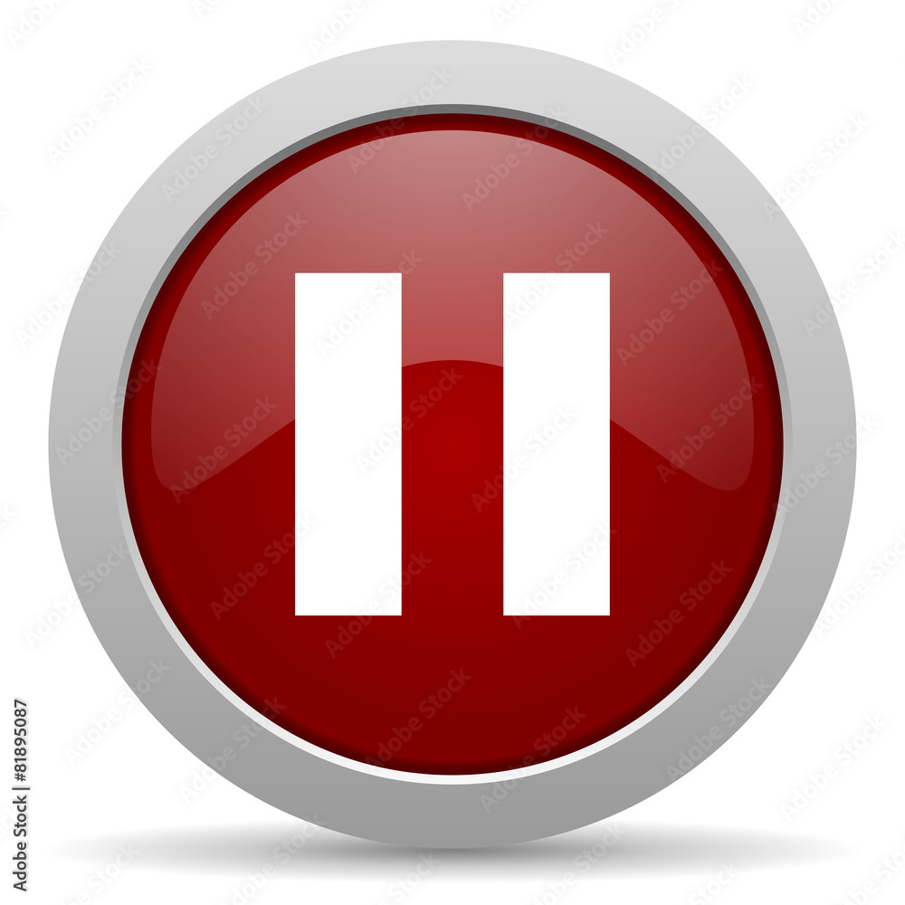 Poster pause red glossy web icon
