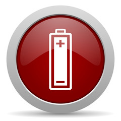 battery red glossy web icon