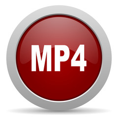 mp4 red glossy web icon