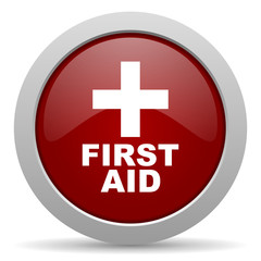 first aid red glossy web icon