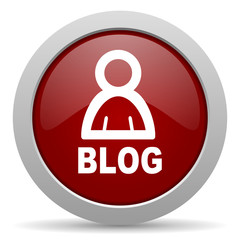 blog red glossy web icon
