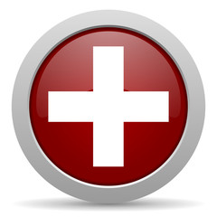plus red glossy web icon