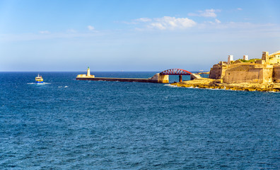 View of Grand Harbour Breakwater in Valletta - Malta