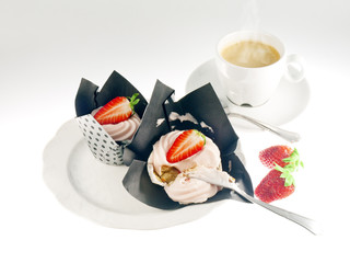 cupcakes with strawberry frosting