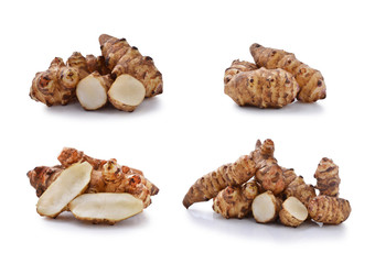 Jerusalem artichoke on a white background