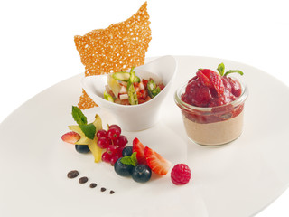 asparagus strawberry salad with walnut mousse