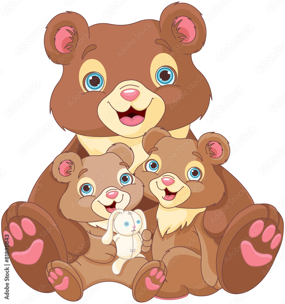 Wall mural bear family